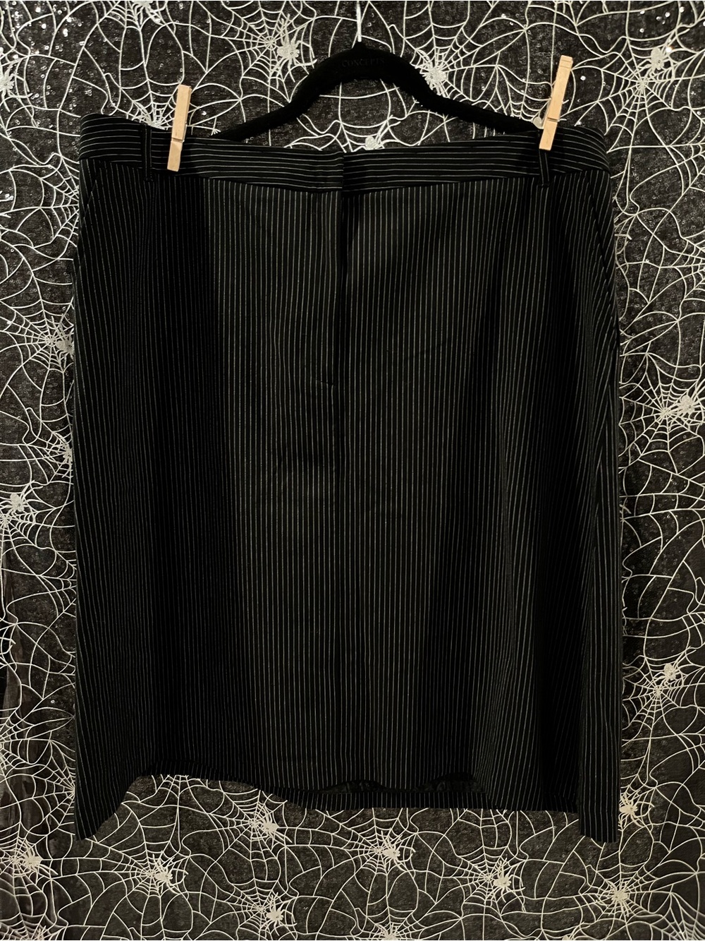 Gothic Black Pinstripe Women’s Skirt - Classic Pencil Style